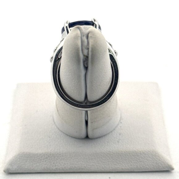 Estate Sterling Silver 925 Ring Size 5 Oval Royal Blue Gemstone 9.7g Statement - Picture 4 of 8